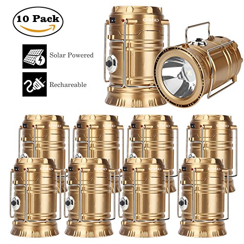 2Pack/4Pack GT ROAD Solar Led Camping Lantern Flashlight Rechargeable (10Pack)