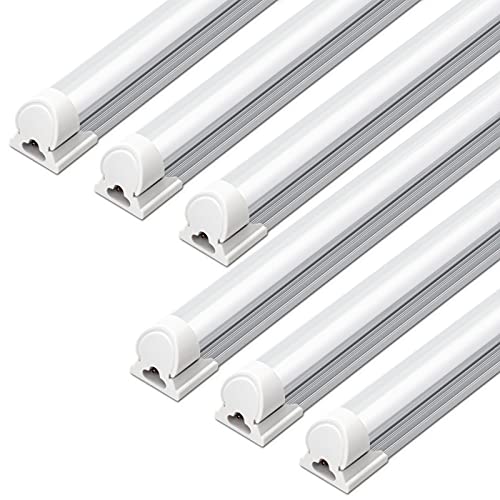 Barrina LED Shop Light, 4FT 36W 4000LM 5000K, Daylight White, Dual Shape, Frosted Cover, Hight Output, Linkable Shop Lights, T8 LED Tube Lights, LED Shop Lights for Garage 4 Foot with Plug (Pack of 6)