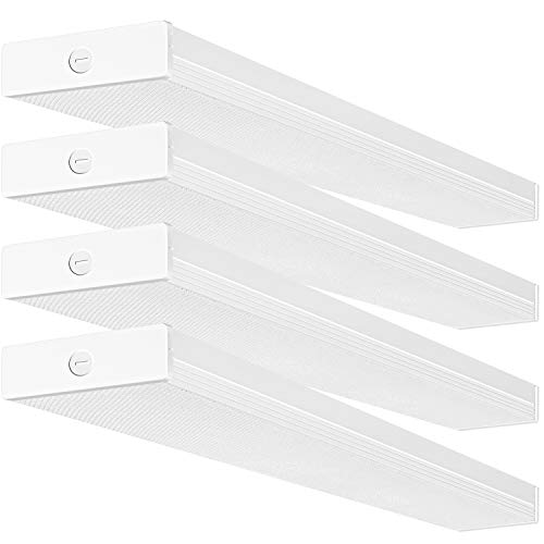 Hykolity 4FT LED Wraparound Light 40W 4 Foot LED Shop Lights for Garage, [2-lamp 32W Fluorescent Equiv.] 4400lm 4000K LED Wrap Light, Flushmount Office Ceiling Light Fixture ETL Listed 4 Pack