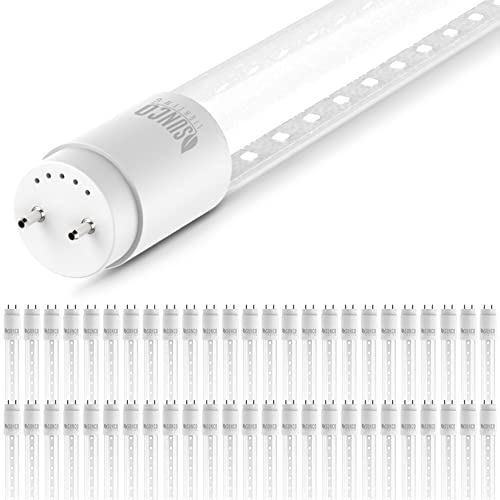 Sunco Lighting 50 Pack T8 LED 4FT Tube Light Bulbs Ballast Bypass Fluorescent Replacement, 5000K Daylight, 18W, Clear Cover, Retrofit, Single Ended Power (SEP), Commercial Grade – UL, DLC