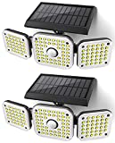 Solar Security Lights,3 Head Motion Lights Outdoor with Ajustable 112LED Flood Motion Sensor Lights Spotlights 270° Rotatable IP65 Waterproof for Porch Garden Patio Yard Garage Pathway(2 Pack)
